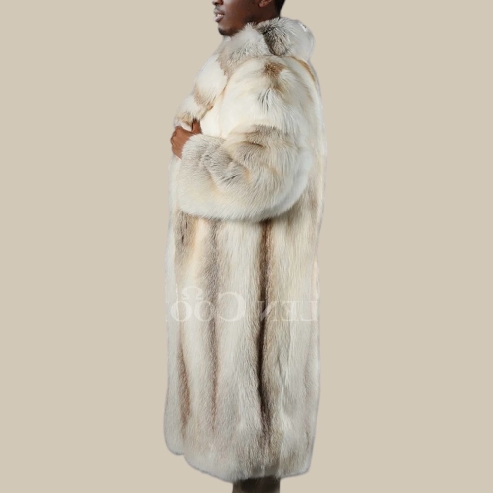 Unisex Golden Isle Shadow Fox Fur Coat Full Length - Picture 15 of 16